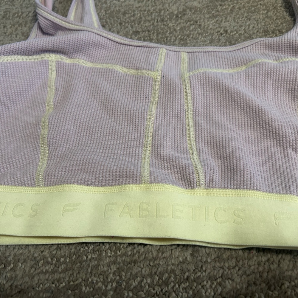 Fabletics Pastel Purple and Soft Yellow Sports Bra